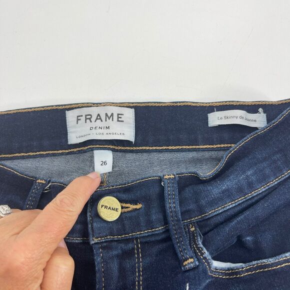 Frame Women's Le Skinny De Jeanne Blue Denim Jeans 5 Pockets Low Rise Size 26 - Picture 4 of 4